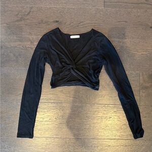 Black Twist Front Crop Top